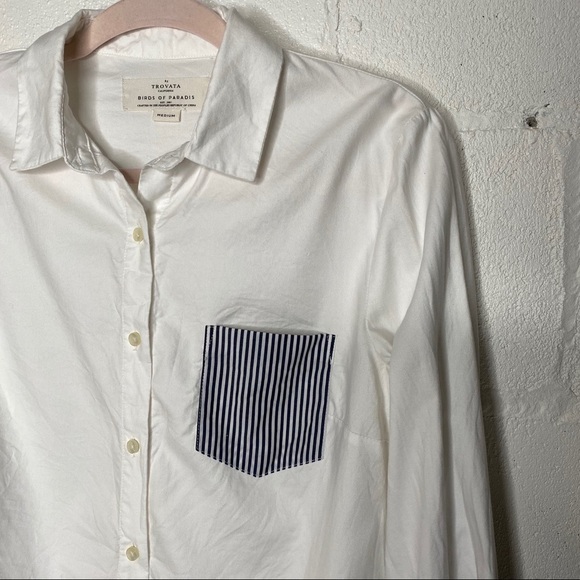 Birds of Paradis Trovata California Button Front Bell Sleeve Blouse Size Medium - Picture 5 of 8